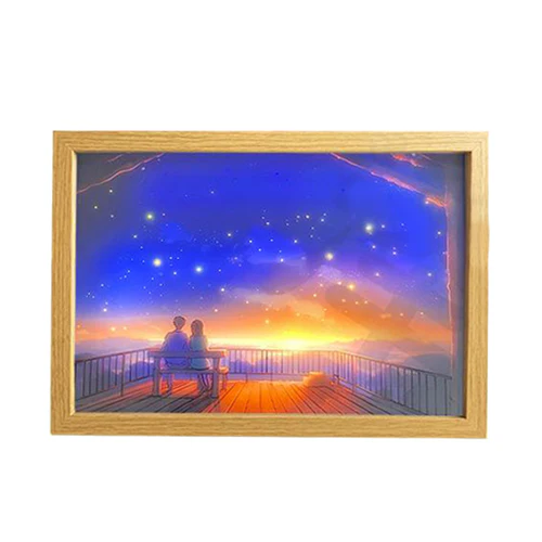 Starry Dusk Romance - LED Light-Up Art Frame Night Light