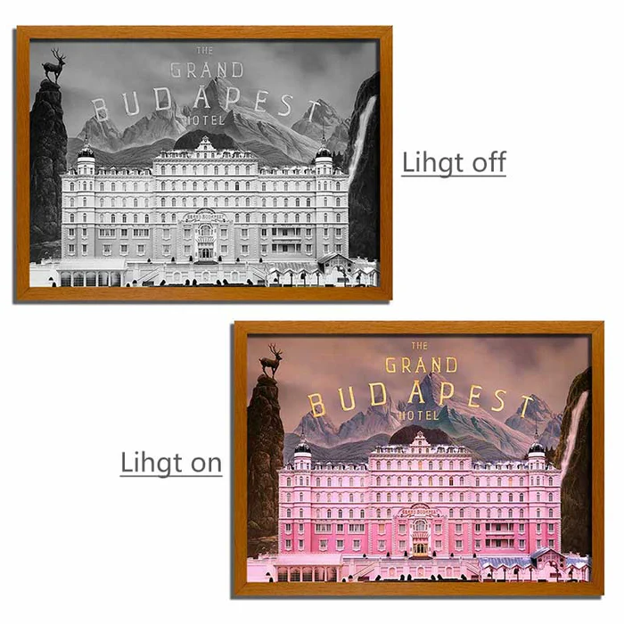 Grand Budapest Hotel Glowing Frame - 4D LED Light-Up Painting Art