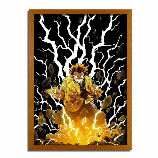 Demon Slayer Zenitsu Agatsuma LED Night Light - Light Up Painting Frame