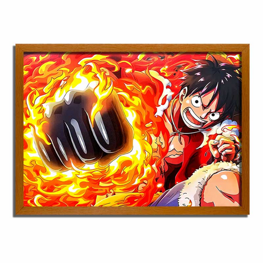 One Piece Luffy LED Light Up Painting Frame - Fiery Punch & Flames