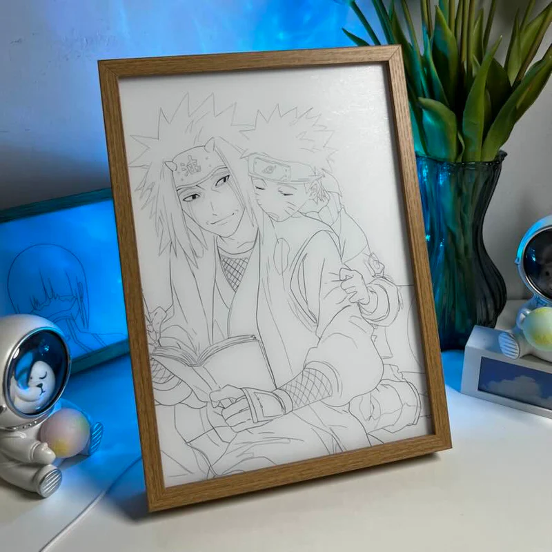 Naruto and Jiraiya Heartfelt Moment LED Light Painting Frame Night Light Gift