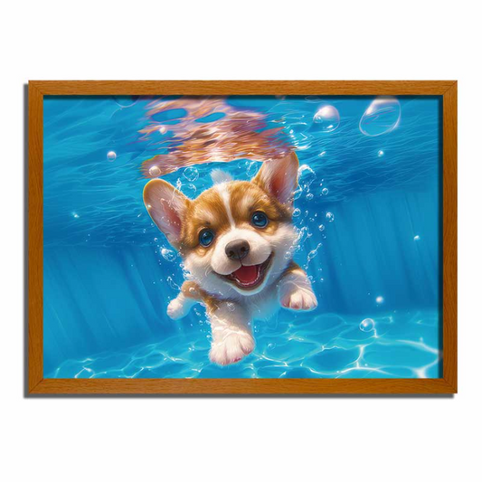 Puppy Dog in Water LED Light Up Painting Frame | Radiant Night Light