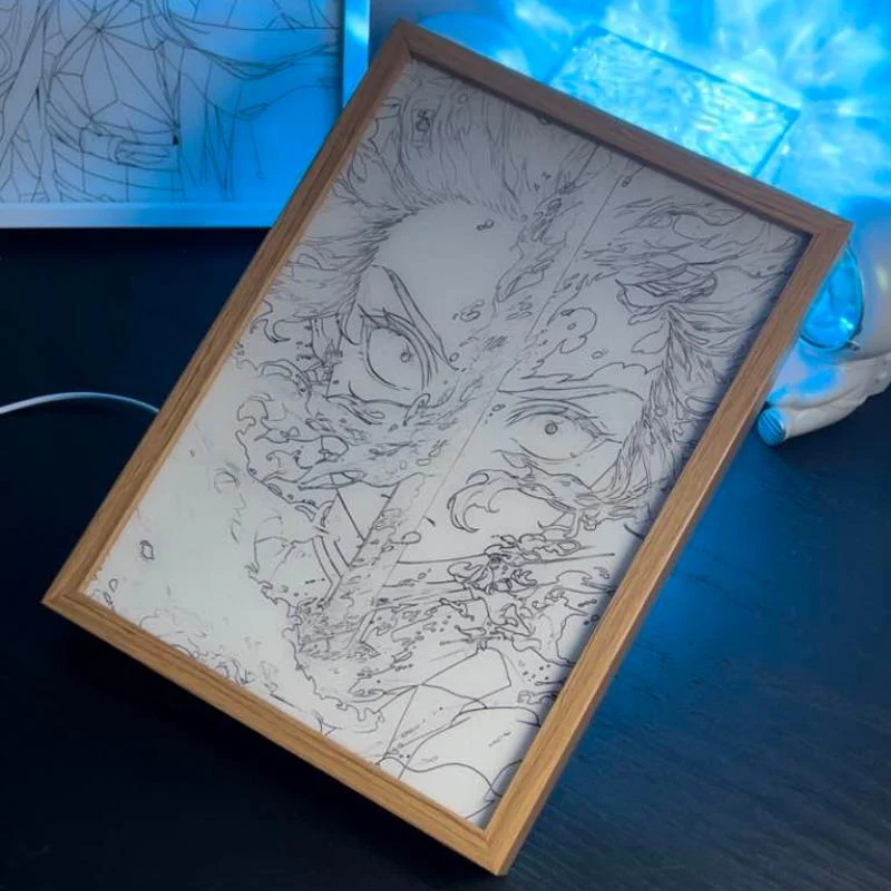 Demon Slayer Tanjiro LED Light Up Painting - Glowing Frame TJR01