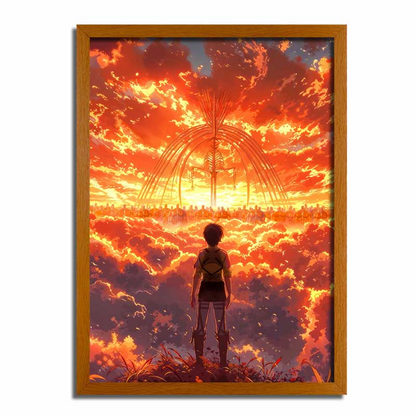 Attack on Titan LED Light Frame - Eren Facing the Founding Titan and Rumbling ALDM01