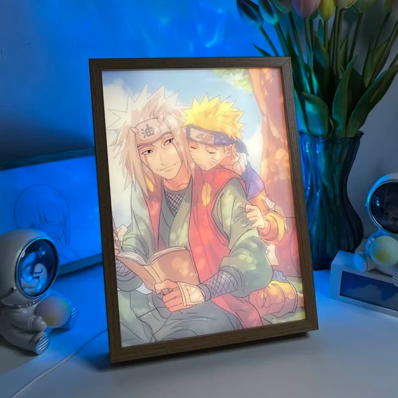 Naruto and Jiraiya Heartfelt Moment LED Light Painting Frame Night Light Gift